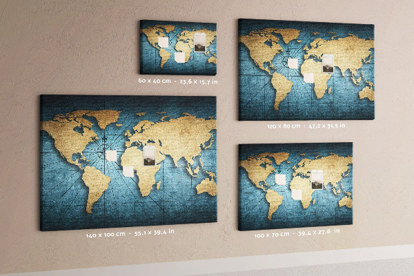 Tableau en liège Carte du monde antique avec boussole