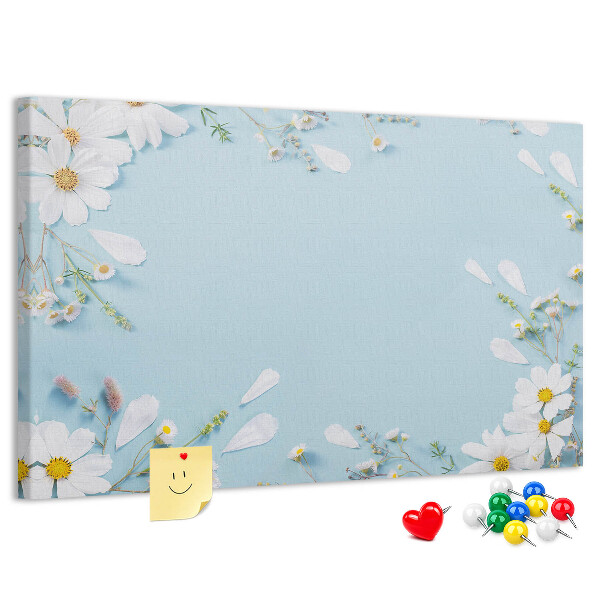 Tableau affichage liège Motif floral sur fond bleu clair