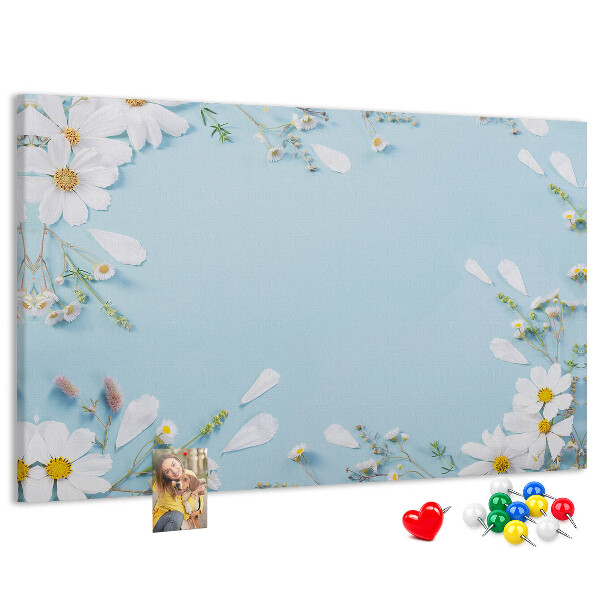 Tableau affichage liège Motif floral sur fond bleu clair