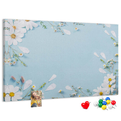 Tableau affichage liège Motif floral sur fond bleu clair