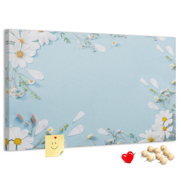 Tableau affichage liège Motif floral sur fond bleu clair