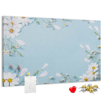 Tableau affichage liège Motif floral sur fond bleu clair