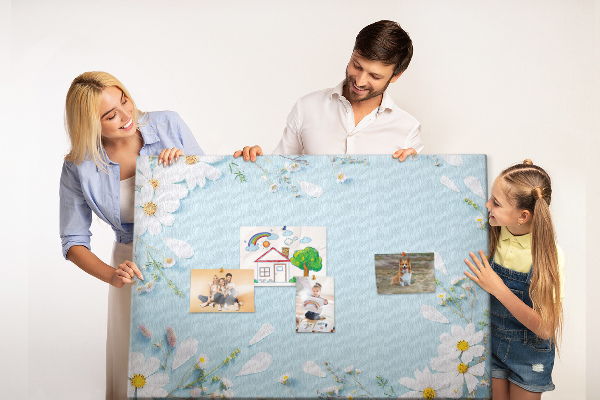 Tableau affichage liège Motif floral sur fond bleu clair