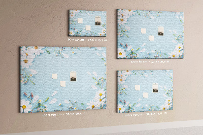 Tableau affichage liège Motif floral sur fond bleu clair