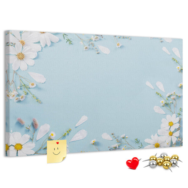 Tableau affichage liège Motif floral sur fond bleu clair