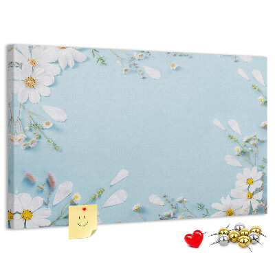 Tableau affichage liège Motif floral sur fond bleu clair