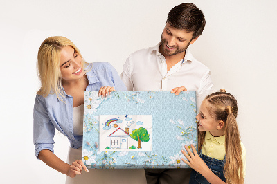 Tableau affichage liège Motif floral sur fond bleu clair