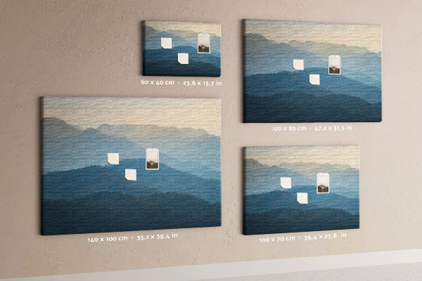 Tableau affichage liège Paysage de montagne aux nuances délicates.