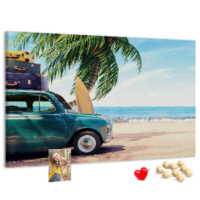 Tableau de liège Un voyage de vacances au bord de la mer en voiture