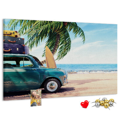 Tableau de liège Un voyage de vacances au bord de la mer en voiture