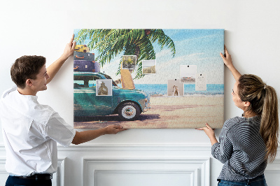 Tableau de liège Un voyage de vacances au bord de la mer en voiture