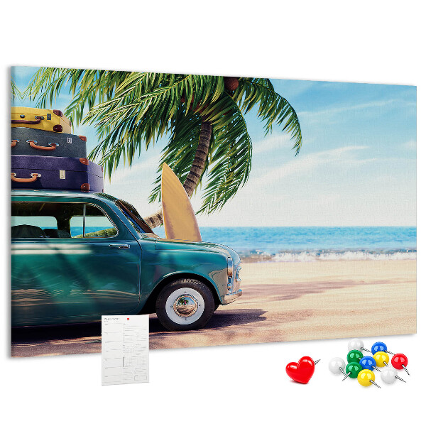 Tableau de liège Un voyage de vacances au bord de la mer en voiture