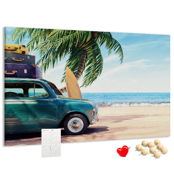 Tableau de liège Un voyage de vacances au bord de la mer en voiture
