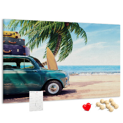 Tableau de liège Un voyage de vacances au bord de la mer en voiture