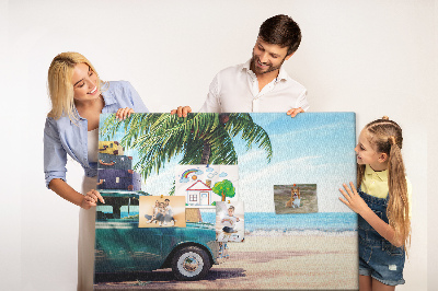Tableau de liège Un voyage de vacances au bord de la mer en voiture
