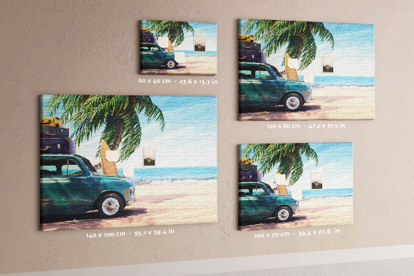 Tableau de liège Un voyage de vacances au bord de la mer en voiture