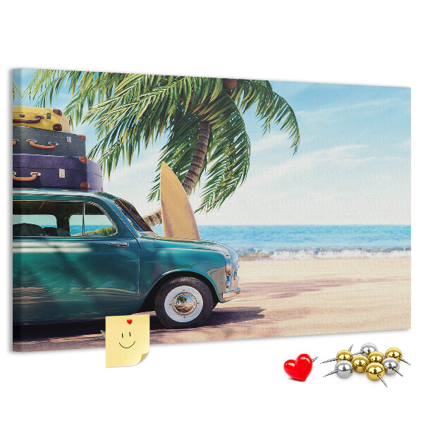 Tableau de liège Un voyage de vacances au bord de la mer en voiture