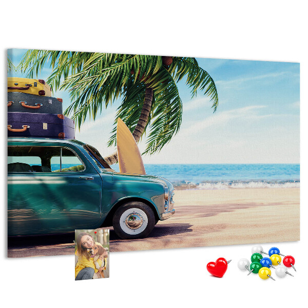 Tableau de liège Un voyage de vacances au bord de la mer en voiture