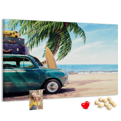Tableau de liège Un voyage de vacances au bord de la mer en voiture