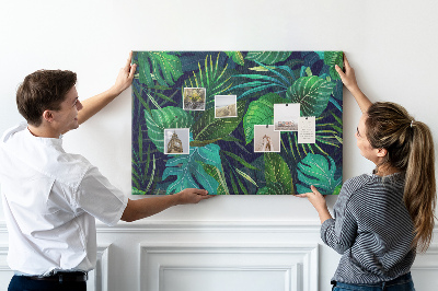 Tableau affichage liège Feuilles tropicales sur fond sombre