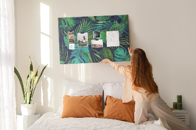 Tableau affichage liège Feuilles tropicales sur fond sombre