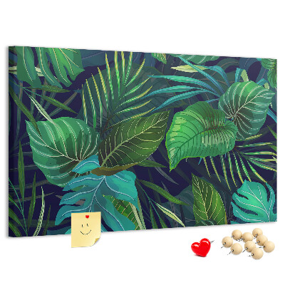 Tableau affichage liège Feuilles tropicales sur fond sombre