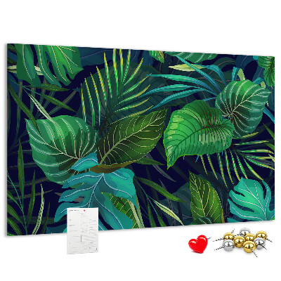 Tableau affichage liège Feuilles tropicales sur fond sombre