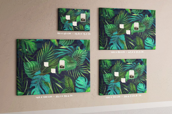 Tableau affichage liège Feuilles tropicales sur fond sombre