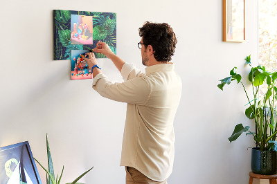 Tableau affichage liège Feuilles tropicales sur fond sombre