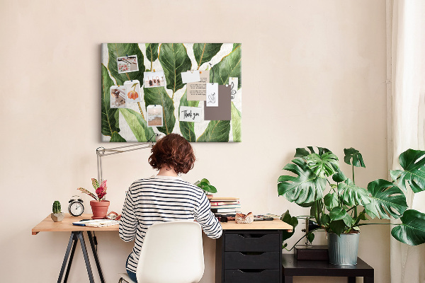 Tableau de liège Feuilles tropicales dans des tons de vert