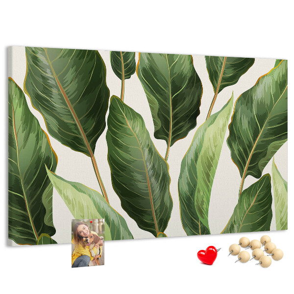 Tableau de liège Feuilles tropicales dans des tons de vert