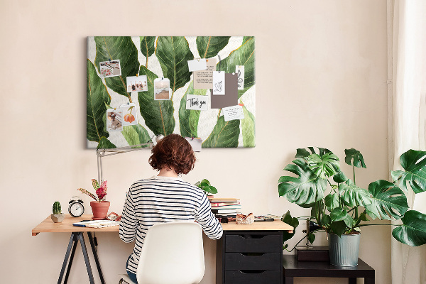 Tableau de liège Feuilles tropicales dans des tons de vert