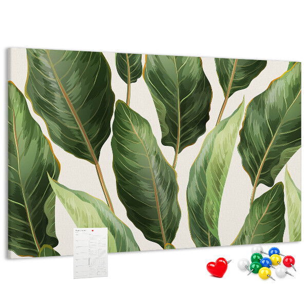 Tableau de liège Feuilles tropicales dans des tons de vert