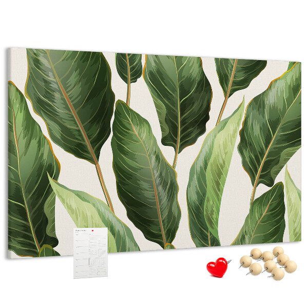 Tableau de liège Feuilles tropicales dans des tons de vert
