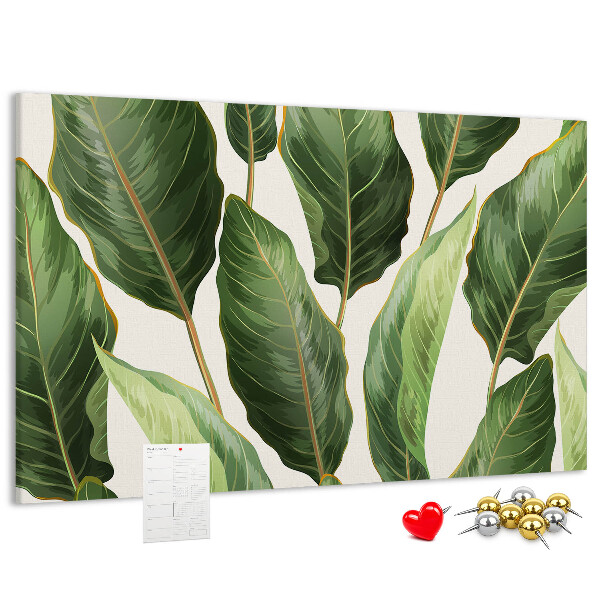 Tableau de liège Feuilles tropicales dans des tons de vert