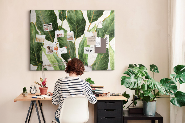 Tableau de liège Feuilles tropicales dans des tons de vert