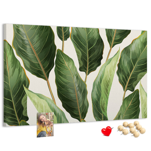 Tableau de liège Feuilles tropicales dans des tons de vert