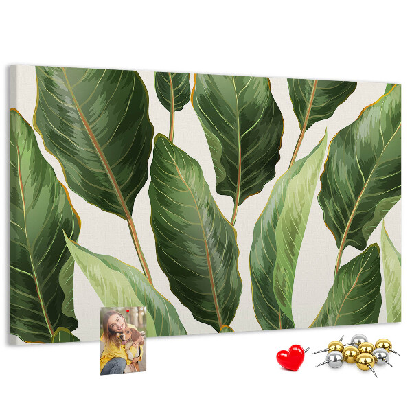 Tableau de liège Feuilles tropicales dans des tons de vert