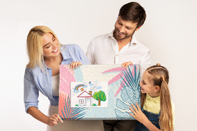 Tableau en liège Motif de feuilles tropicales aux couleurs pastel