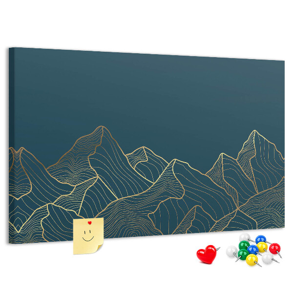 Tableau affichage liège Des contours dorés de montagnes sur un fond sombre