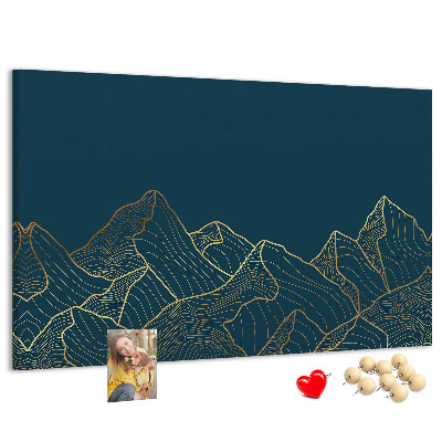 Tableau affichage liège Des contours dorés de montagnes sur un fond sombre