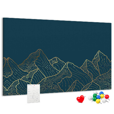 Tableau affichage liège Des contours dorés de montagnes sur un fond sombre