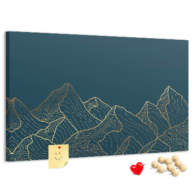Tableau affichage liège Des contours dorés de montagnes sur un fond sombre