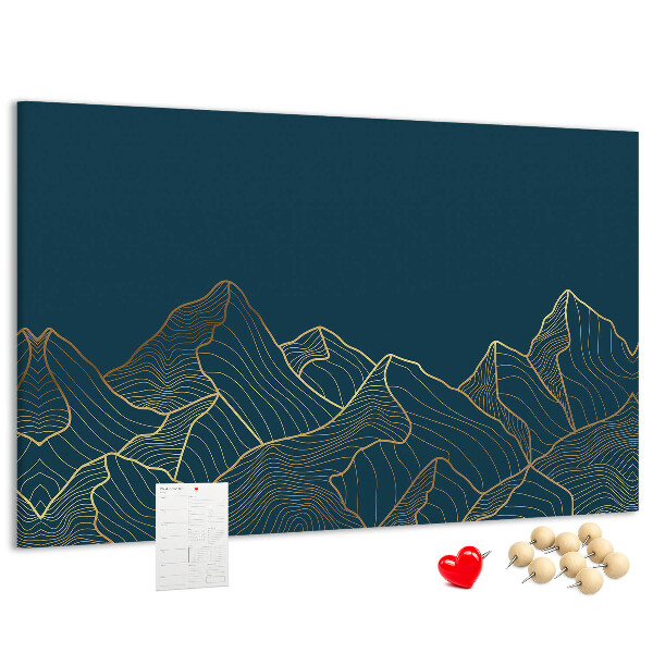 Tableau affichage liège Des contours dorés de montagnes sur un fond sombre