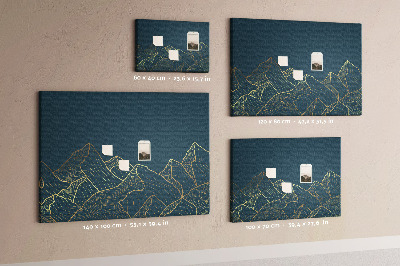 Tableau affichage liège Des contours dorés de montagnes sur un fond sombre