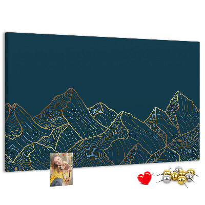 Tableau affichage liège Des contours dorés de montagnes sur un fond sombre