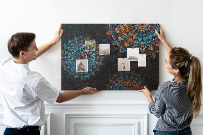Tableau de liège Mandalas complexes dans des tons de bleu et de brun