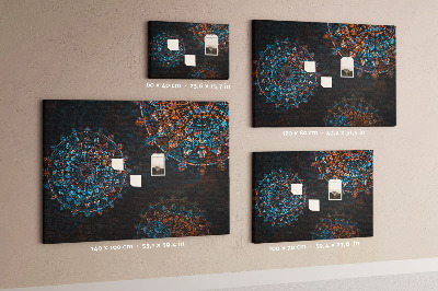 Tableau de liège Mandalas complexes dans des tons de bleu et de brun