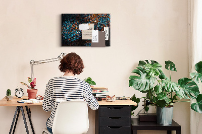 Tableau de liège Mandalas complexes dans des tons de bleu et de brun