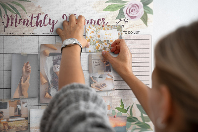 Tableau de liège Calendrier mensuel à motifs floraux